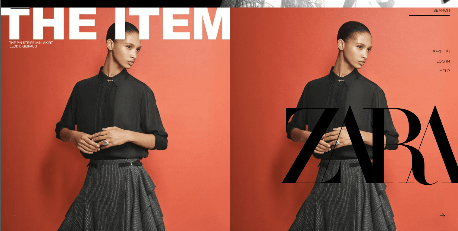 ZARA website preview