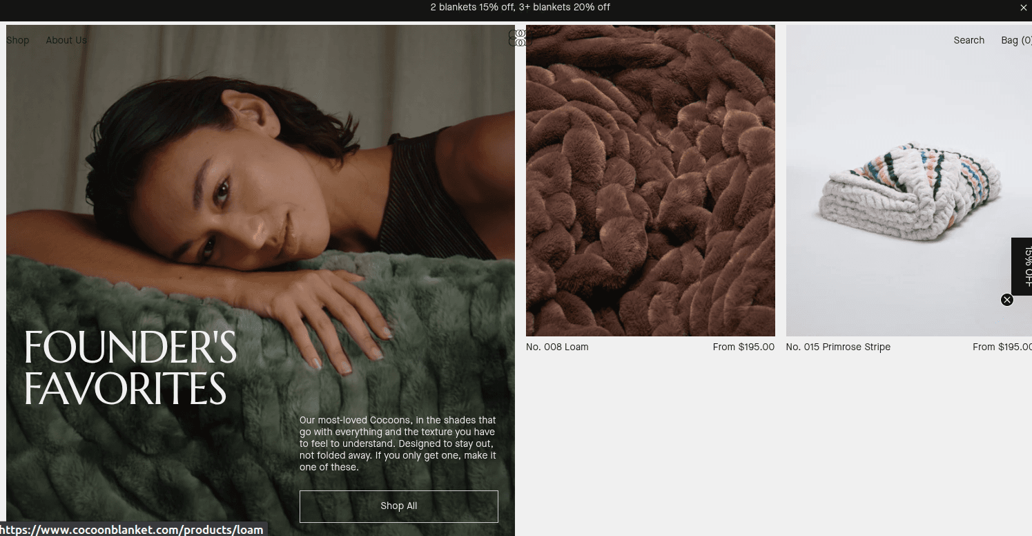 COCOON BLANKET website preview